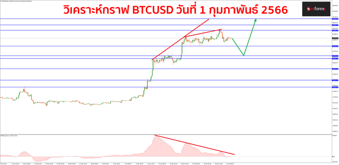 BTCUSD วันที่ 1 กุมภาพันธ์ 2566