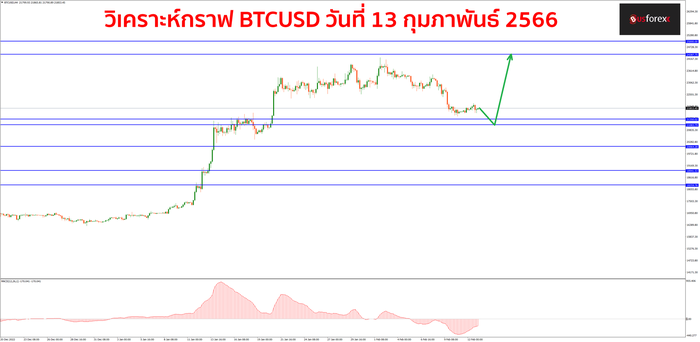 BTCUSD วันที่ 13 กุมภาพันธ์ 2566