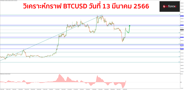 BTCUSD วันที่ 13 มีนาคม 2566